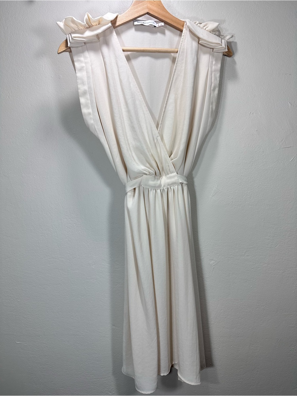 See By Chloé Cream Sleeveless Wrap Top
